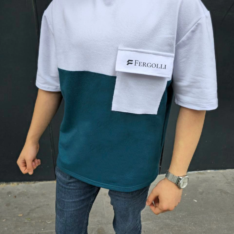 Torba Cep Detaylı  Parçalı T-Shirt - Lacivert -